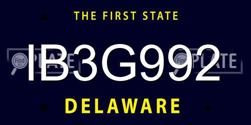 IB3G992 Delaware License Plate