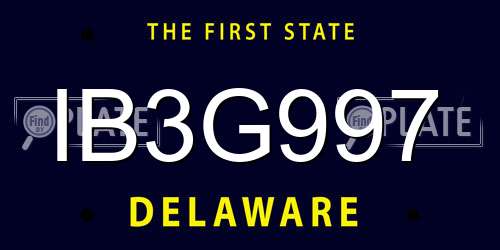 IB3G997 Delaware License Plate