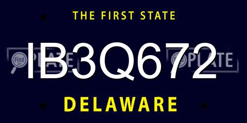 IB3Q672 Delaware License Plate