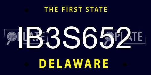 IB3S652 Delaware License Plate