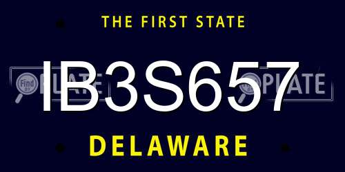 IB3S657 Delaware License Plate