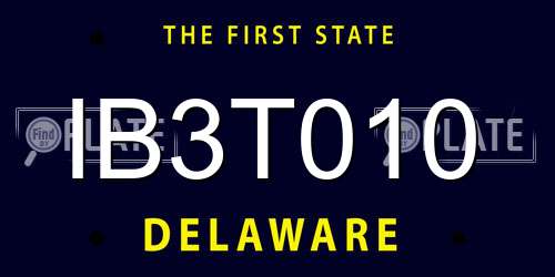 IB3T010 Delaware License Plate