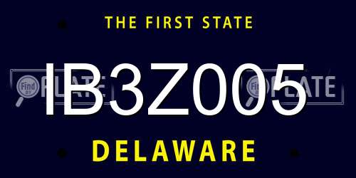 IB3Z005 Delaware License Plate