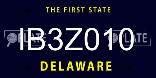 IB3Z010 Delaware License Plate