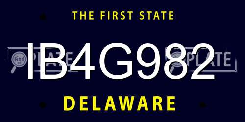 IB4G982 Delaware License Plate
