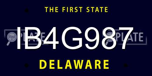IB4G987 Delaware License Plate
