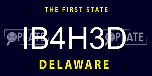 IB4H3D Delaware License Plate