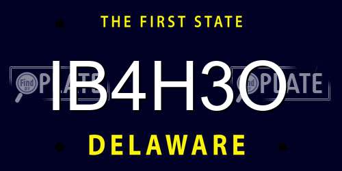 IB4H3O Delaware License Plate