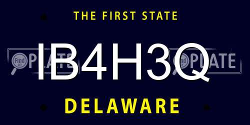 IB4H3Q Delaware License Plate