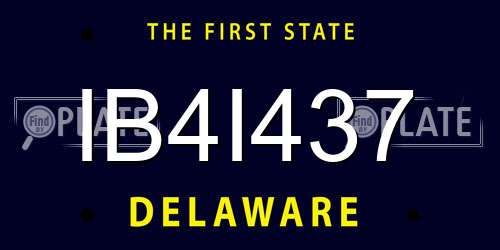 IB4I437 Delaware License Plate