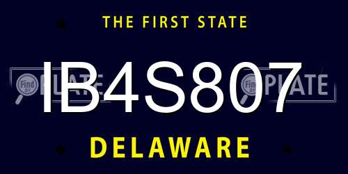 IB4S807 Delaware License Plate