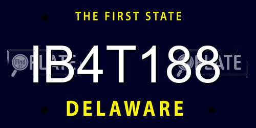 IB4T188 Delaware License Plate