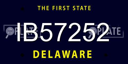IB57252 Delaware License Plate