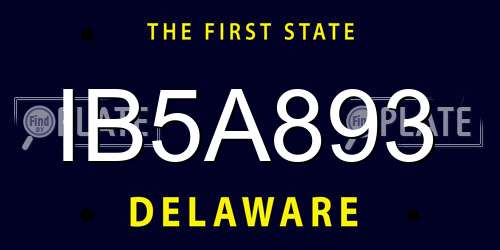 IB5A893 Delaware License Plate