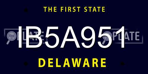 IB5A951 Delaware License Plate