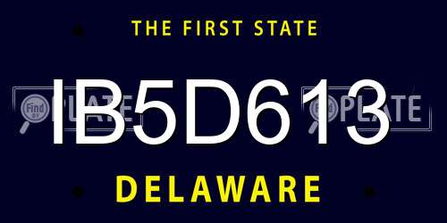 IB5D613 Delaware License Plate