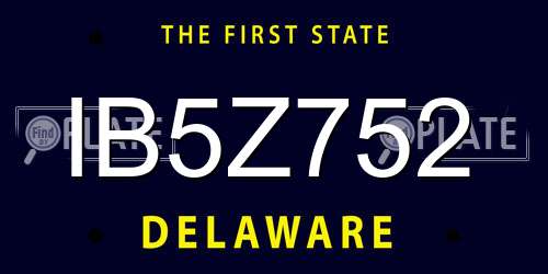 IB5Z752 Delaware License Plate