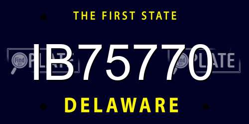 IB75770 Delaware License Plate