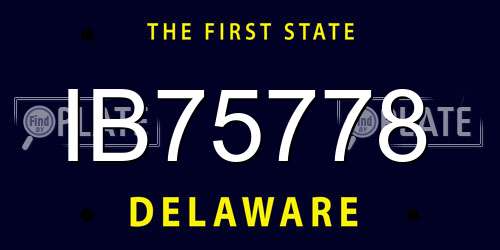 IB75778 Delaware License Plate