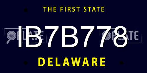 IB7B778 Delaware License Plate