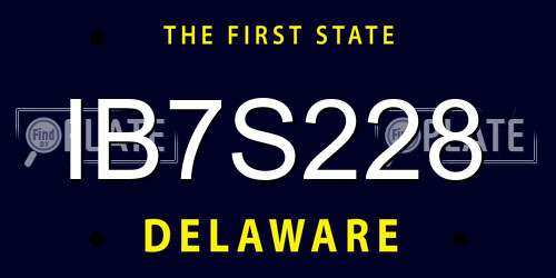 IB7S228 Delaware License Plate