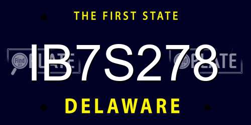 IB7S278 Delaware License Plate