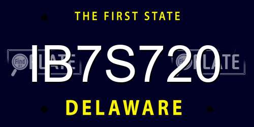 IB7S720 Delaware License Plate