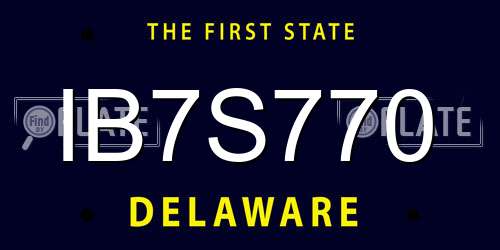 IB7S770 Delaware License Plate
