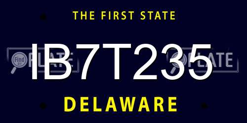 IB7T235 Delaware License Plate