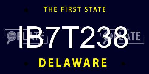 IB7T238 Delaware License Plate