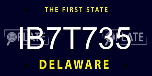 IB7T735 Delaware License Plate
