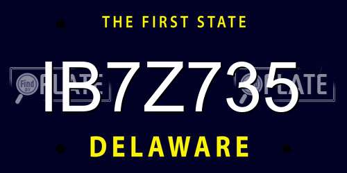 IB7Z735 Delaware License Plate