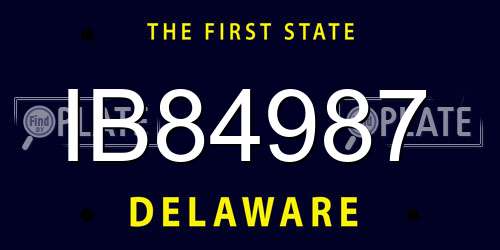 IB84987 Delaware License Plate