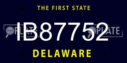 IB87752 Delaware License Plate