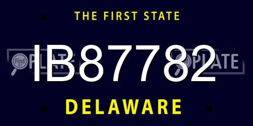 IB87782 Delaware License Plate