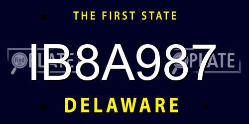 IB8A987 Delaware License Plate