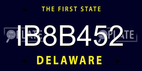 IB8B452 Delaware License Plate