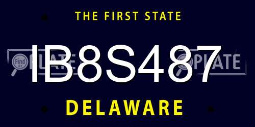IB8S487 Delaware License Plate