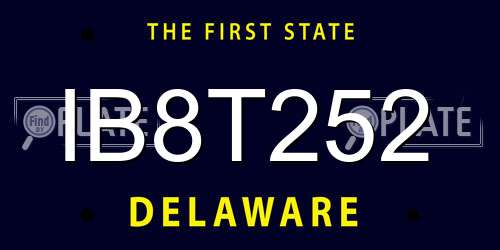 IB8T252 Delaware License Plate
