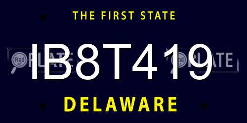 IB8T419 Delaware License Plate