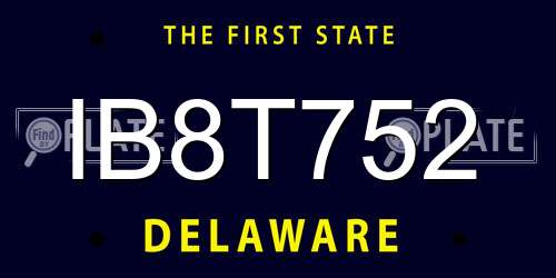 IB8T752 Delaware License Plate