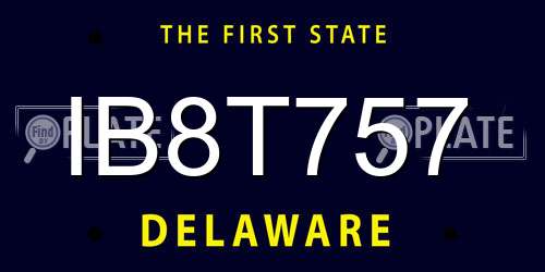 IB8T757 Delaware License Plate
