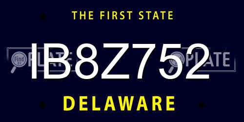 IB8Z752 Delaware License Plate