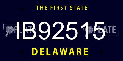 IB92515 Delaware License Plate