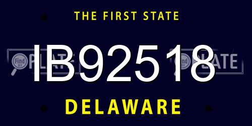 IB92518 Delaware License Plate