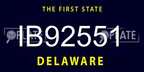 IB92551 Delaware License Plate