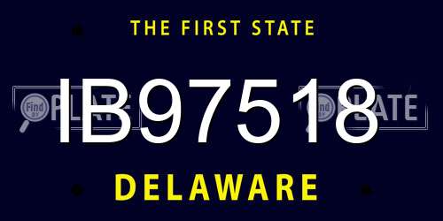 IB97518 Delaware License Plate