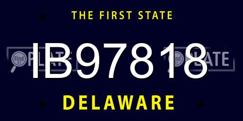 IB97818 Delaware License Plate