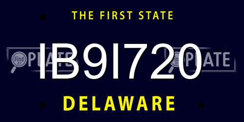 IB9I720 Delaware License Plate