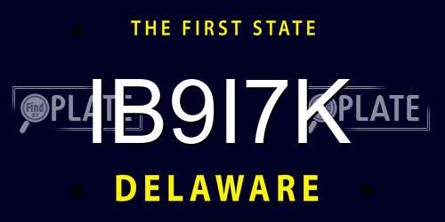 IB9I7K Delaware License Plate